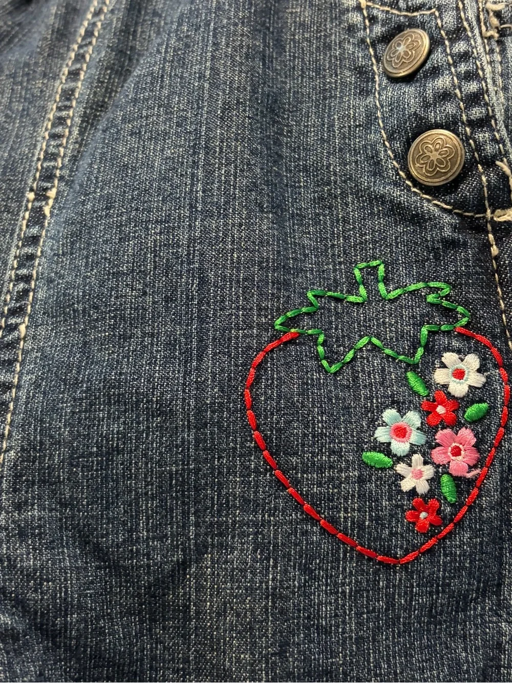 Rare Vintage Carter's Girls Denim Overalls w/Strawberry Embroidery Size 9 Months
